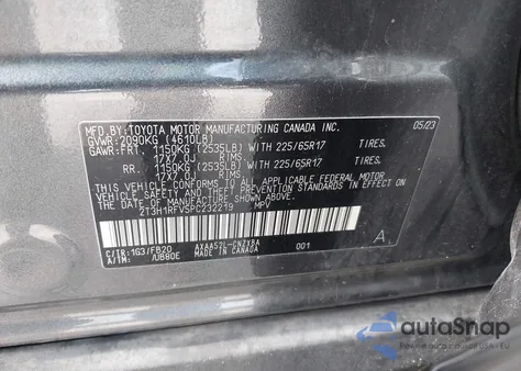 2023 Toyota Rav4 Le z USA, uszkodzony, nr VIN 2T3H1RFV5PC232219